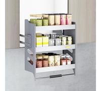 Étagère escamotable à 3 Niveaux pour Armoire de Cuisine, Panier de Levage Robuste pour Armoire Murale de Cuisine supérieure, système de Support à Vaisselle et à épices en métal pour Armoire supérieu