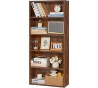 Étagère étroite à 5 niveaux, 135 cm, en bois, ouverte, étagères réglables, marron