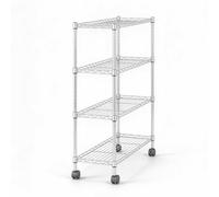 Étagère Étroite sur roulettes, 3-6 Niveaux Desserte Slim, Réglable | Revêtement Époxy, Roulettes Freinées, Rebord de Protection, Acier Carbone, Multi-Niveaux(4 tiers-80cm,60*35cm)