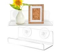 Étagère Fenêtre À Ventouse Support Flottant Acrylique Sans Perçage Ventouse | Support Étagère Extensible Rebord Pour Salle de Bain, Chambre, Balcon, Bureau, Serre, Véranda,