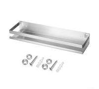 Étagère flottante en 304 pour cuisine et salle de bain, montage mural avec perçage, dimensions 40 x 10 x 5,8 cm, argent, étagère robuste avec protection latérale pour pots à épices et bouteilles de