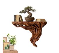 Étagère flottante rétro en forme de d'arbre - Étagère de rangement murale épaisse, présentoir décoratif | Cadre photo pour livre, organisateur de jardinière, salon, salle de bain, cuisine