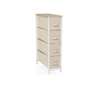 hjh Living - Commode FOLDRESS S 4 tiroirs tissu 20x48x76 cm structure métallique beige