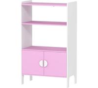 Étagère Fortuna Lai pour enfants, 2 étagères, 2 armoires, autonome, conception anti-basculement, pieds antidérapants, MDF, rose + blanc