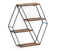 Vicco Étagère Fyrk, Bois Antique, 51x52cm | Forme d'angle, pour montage mural avec quatre compartiments de rangement ouverts