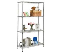 Etagère grillagée Everest solution de stockage robuste au design moderne chromé 4 étagères 90 x 35 x 160 cm