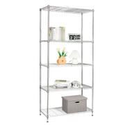 Etagère grillagée Everest solution de stockage robuste au design moderne chromé 5 étagères 90 x 45 x 200 cm