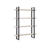 Etagère haute en bois de chêne nordique avec pieds en métal noir - Longueur 120 x Profondeur 35 x Hauteur 180 cm --