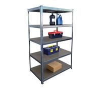 Étagère robuste Relaxdays, H x l x P 180 x 100 x 60 cm, capacité de charge 1 250 kg, 5 tablettes en MDF, étagère de rangement pour cave, à assembler, couleur argent