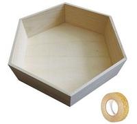 Etagère hexagonale bois 39 x 34 x 10 cm + masking tape doré à paillettes Beige G