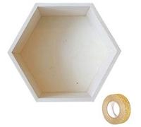 Etagère hexagone bois 27 x 23,5 x 10 cm + masking tape doré à paillettes 5 m Beige G
