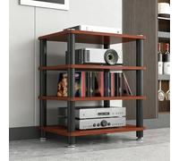 Étagère HiFi 1/2/3/4 Niveaux, Support Audio Anti-Vibration pour Amplificateur, Tour Audio Multifonction pour Cinéma Maison, Salon et Studio d'Enregistrement(Teak,23.6 * 15.7 * 27.5in)