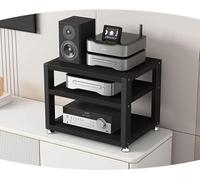 Étagère HiFi à 3 niveaux en bois noir AV Ma Stand amplificateur de bureau étagère Ste Tower pour divertissement de bureau Coin o Cabinet Slish HiFi Fur