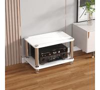 Étagère HiFi en Verre Trempé, Meuble Multimédia AV avec Pieds Amortisseurs, Support Stéréo Multifonction pour Cinéma Maison, Salon et Studio d'Enregistrement(White,23.6 * 15.7 * 15in)