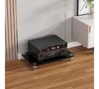 Étagère HiFi en Verre Trempé, Meuble Multimédia AV avec Pieds Amortisseurs, Support Stéréo Multifonction pour Cinéma Maison, Salon et Studio d'Enregistrement(Black,23.6 * 15.7 * 3.9in)