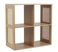 HOME DECO FACTORY - HD0244 Rangement Modulable 4 Cases en Bois, Design Aéré et Fonctionnel, Optimisation de l'espace pour Salon, Chambre ou Entrée, 66x32x66 cm, Marron