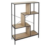 HOME DECO FACTORY - HD7184 Étagère de Rangement Industrielle en Fer et Bois, Design Contemporain, Convient au Salon ou à la Chambre, Dimensions 80x30x180 cm, Noir