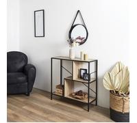 HOME DECO FACTORY - Étagère Industrielle Vintage en Bois et métal - 2 Niveaux pour Rangement et Exposition - idéale pour Salon - Chambre ou Bureau - 79.5 x 80 x 30 cm - Noir. - Collection Edison