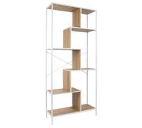 HOME DECO FACTORY - HD0080 Étagère Design Industriel Compartimentée en Bois - Conçue pour Salon ou Chambre - Pratique et Esthétique - Dimensions 80 x 30 x 180 cm - Couleur Blanc