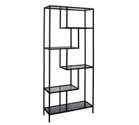 HOME DECO FACTORY - HD0085 Étagère Verre Trempé Noir - Design Industriel Vintage, 5 Niveaux de Rangement pour Salon, Chambre ou Bureau - 80 x 30 x 180 cm - Noir
