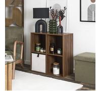 HOME DECO FACTORY - HD0577 - Rangement Modulable 4 Cases en Bois Foncé - Étagère Pratique et Élégante pour Livres et Objets Déco - Idéale pour Optimiser l'espace - Taille 4 Cases - Couleur Marron