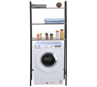 Étagère HWC-K82, Étagère de salle de bain Étagère pour machine à laver Étagère échelle, Industrial métal bois 155x64x25cm gris-brun