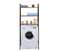 Étagère HWC-K82, Étagère de salle de bain Étagère pour machine à laver Étagère échelle, Industrial métal bois 155x64x25cm brun