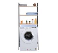 Étagère HWC-K82, Étagère de salle de bain Étagère pour machine à laver Étagère échelle, Métal industriel Bois 155x64x25cm naturel