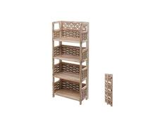 Etagère HWC-K86 Bois 110cm brun tressage brun