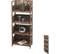 Mendler Étagère HWC-K86 Bois 110cm Brun foncé tressage Brun foncé