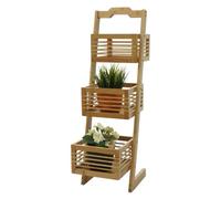 Étagère Hwc-M21, Étagère Sur Pied Étagère De Salle De Bain Avec 3 Paniers, Bambou 77x23x30cm Multicolore