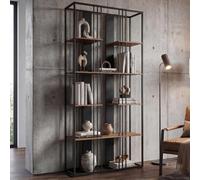 Étagère HWC-P12, bibliothèque haute, métal industriel mélaminé certifié MVG 180 x 80 x 31 cm noir, marron
