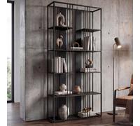 Étagère HWC-P12, bibliothèque haute, métal industriel mélaminé MVG 180x80x31cm ~ noir, noir