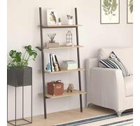vidaXL Étagère inclinée sur pied – 5 niveaux, style échelle – Marron clair et noir – 64×34×185,5 cm