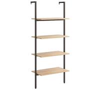 Étagère inclinée à 4 niveaux Marron clair et noir 64x35x152,5cm