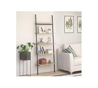 vidaXL Étagère inclinée sur pied – 5 niveaux, style échelle – Marron clair et noir – 64×34×185,5 cm