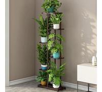 Étagère intérieure pour plantes - Support d'angle pour plantes avec 6 niveaux - Pour 7 pots de fleurs - Support à fleurs en métal de grande hauteur - Idéal pour le salon et le balcon - Couleur cuivre
