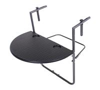 Étagère latérale de table de balcon de haute qualité aspect rotin acier noir pliable