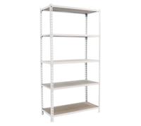 Etagère Légère Sans Vis Maderclick Megaplus 5/300 Blanc/bois Blanc/bois 2000x1200x300 - Simonrack