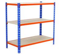 Simonrack Étagère légère sans vis Maderclick Plus 3/500 1000 150 kg 1000x1000x500 Bleu/Orange/Bois