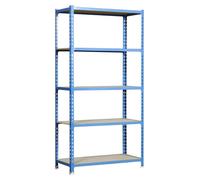 Etagère Légère Sans Vis Maderclick Plus 5/400 Bleu/bois Bleu/bois 2000x1000x400 - Simonrack