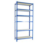 Etagère Légère Sans Vis Maderclick Plus 6/400 Bleu/bois Bleu/bois 2500x1000x400 - Simonrack