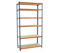 Etagère Légère Sans Vis Maderclick Plus 6/500 Bleu/orang/bois Bleu/orange/bois 2500x1000x500 - Simonrack