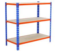 Etagère Légère Sans Vis Maderclick Superplus 3/500 1000 Bleu/orang/bois Bleu/orange/bois 1000x1100x500 - Simonrack