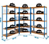 Etagère Légère Sans Vis Pack Maderclick Corner 5/400 +2 Mader 5/400 A/orang/m Bleu/orange/bois 1800x1800x400 - Simonrack