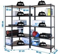 Etagère Légère Sans Vis Pack Maderclick Corner 5/500 +1 Mader 5/500 An/bois Antracite/bois 1800x1800x500 - Simonrack