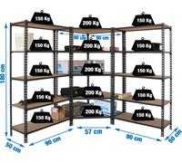 Etagère Légère Sans Vis Pack Maderclick Corner 5/500 +2 Mader 5/500 An/bois Antracite/bois 1800x1800x500 - Simonrack