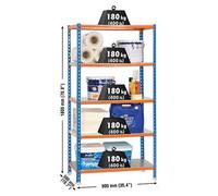 Etagère Légère Sans Vis Simonclick 5/500 Bleu/orang/galva Bleu/orange/galva 1800x900x500 - Simonrack