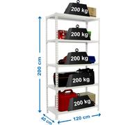 Etagère Légère Sans Vis Simonclick Megaplus 5/400 Blanc/blanc Blanc 2000x1200x400 - Simonrack