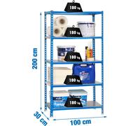 Etagère Légère Sans Vis Simonclick Plus 5/300 Bleu/galva Bleu/galva 2000x1000x300 - Simonrack